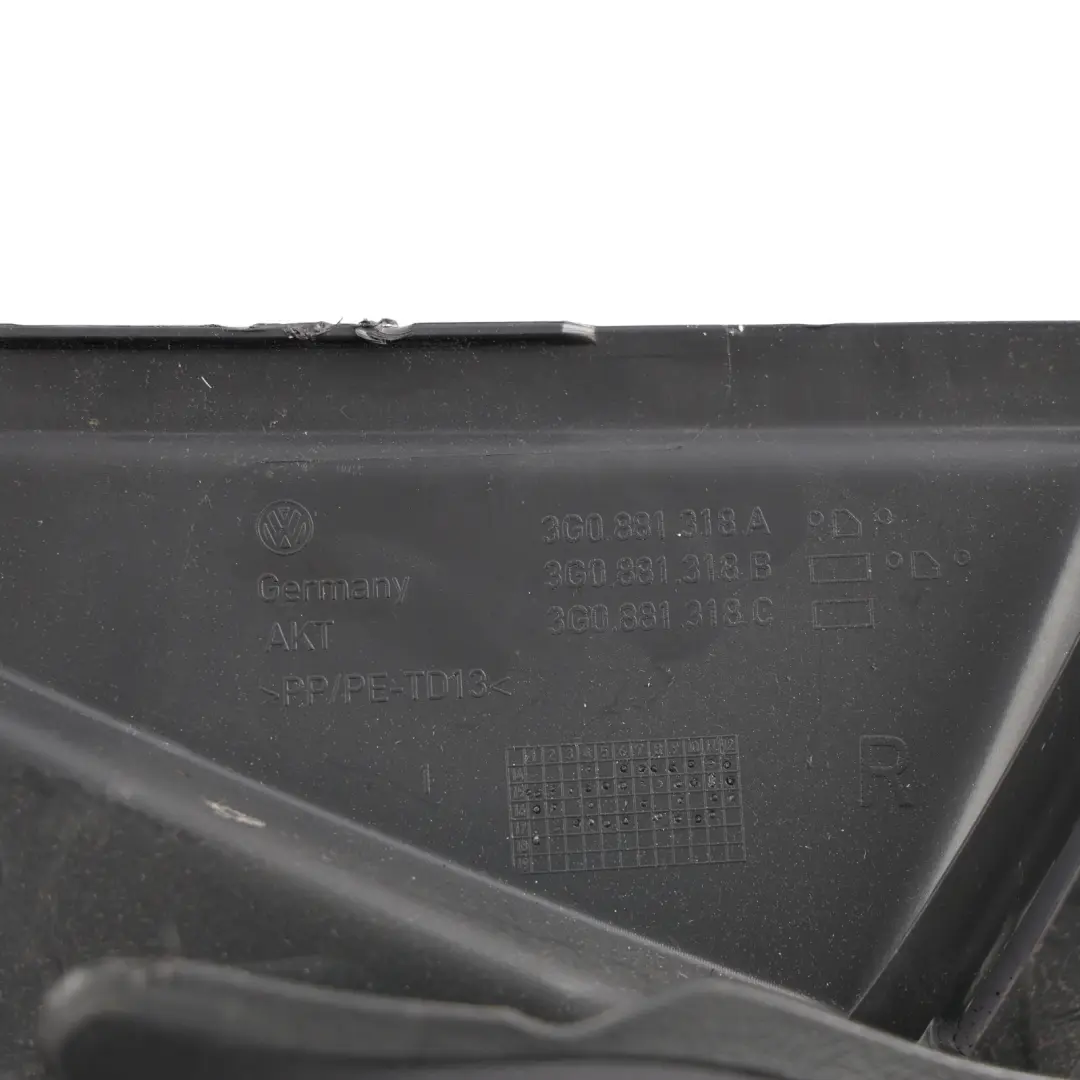 VW Volkswagen Passat B8 Front Seat Trim Cover Panel Black Right O/S - SKU RHD-3G0881318A - Part number 3G0881318A