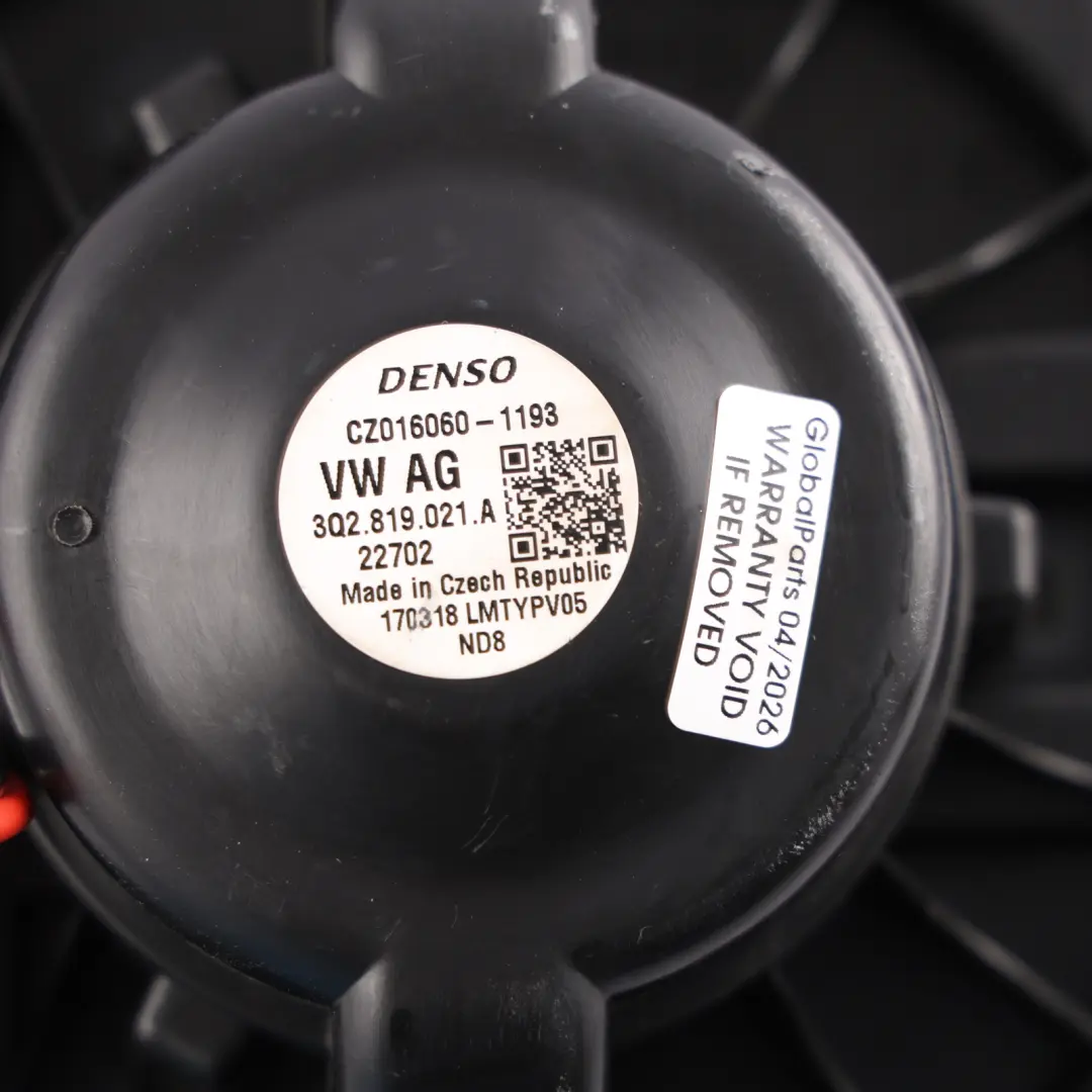 Volkswagen VW Passat B8 Crafter SY Heater Blower Motor Fan Assembly - SKU RHD-3Q2819021A - Part number 3Q2819021A
