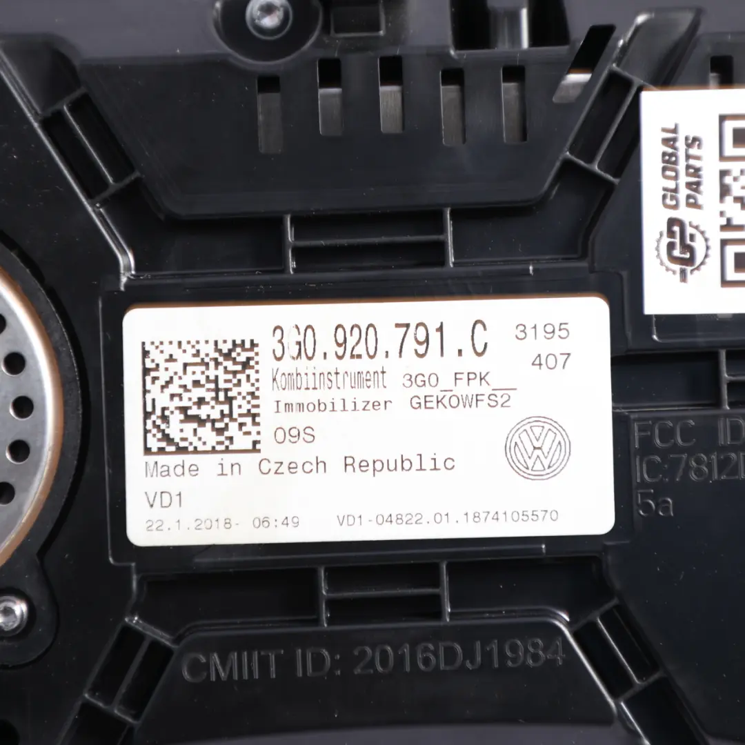 Volkswagen Passat B8 Instrument Cluster Speedometer Diesel Automatic - SKU RHD-3G0920791C - Part number 3G0920791C
