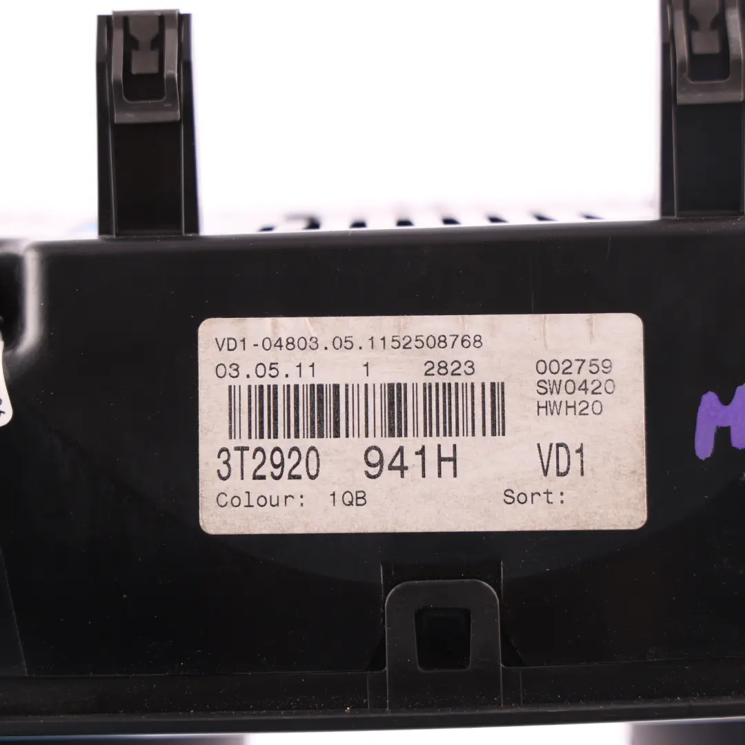 Skoda Superb Mk2 3T Instrument Cluster Speedometer Diesel Manual - SKU RHD-3T2920941H - Part number 3T2920941H