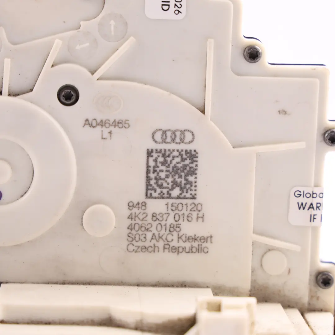 Audi A6 C8 Front Door Lock Locking Mechanism Right O/S Driver Side - SKU RHD-4K2837016H - Part number 4K2837016H
