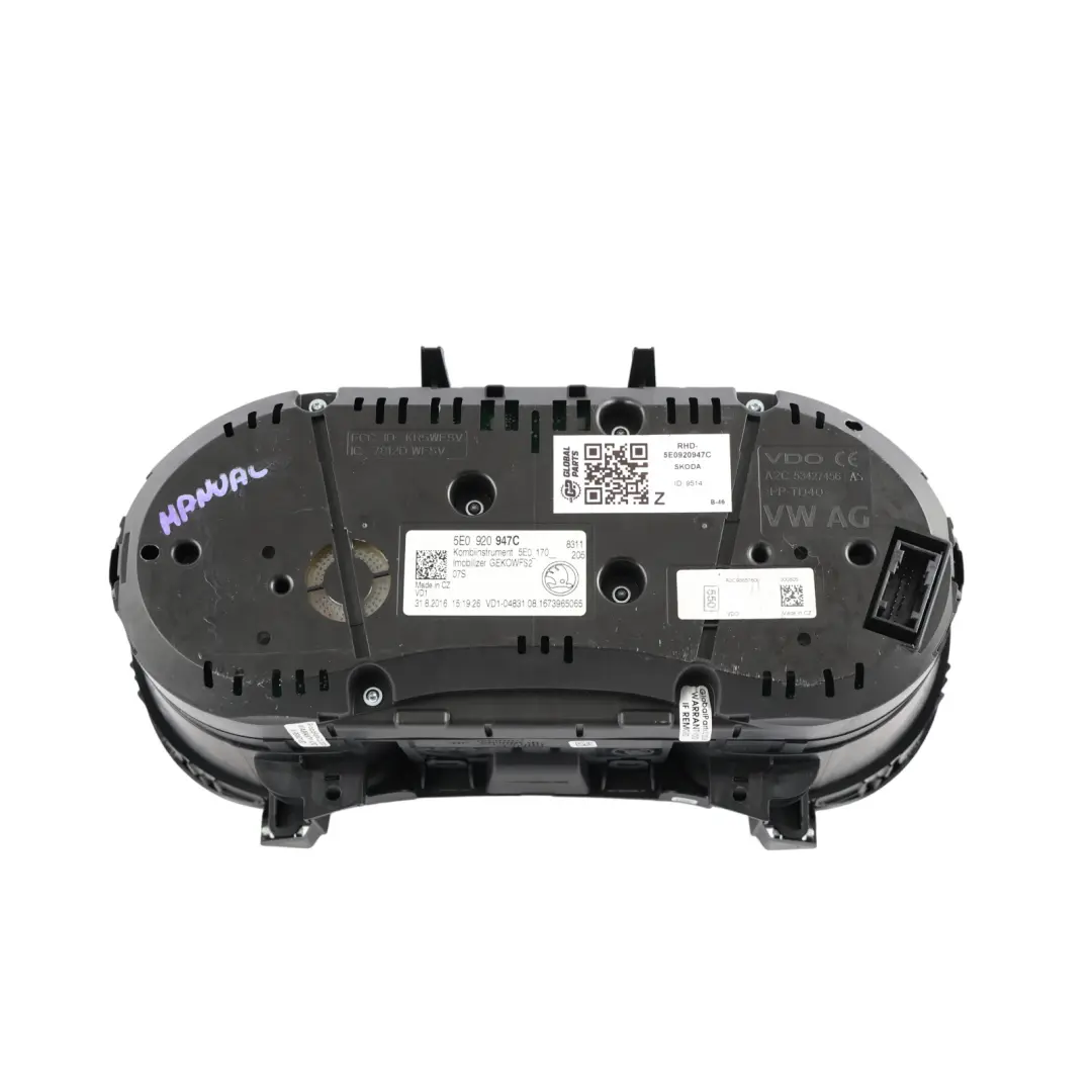 Mk3 VRS Speedometer Instrument Cluster Clocks 2.0 TDI to Skoda Octavia with Part number 5E0920947C Skoda Octavia Mk3 VRS Speedometer Instrument Cluster Clocks 2.0 TDI - SKU RHD-5E0920947C - Part number 5E0920947C