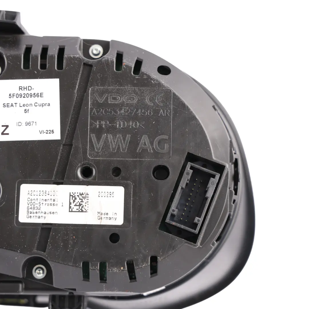 5F Cupra Speedometer Instrument Cluster 2.0 TSI Automatic to Seat Leon with Part number 5F0920956E Seat Leon 5F Cupra Speedometer Instrument Cluster 2.0 TSI Automatic - SKU RHD-5F0920956E - Part number 5F0920956E