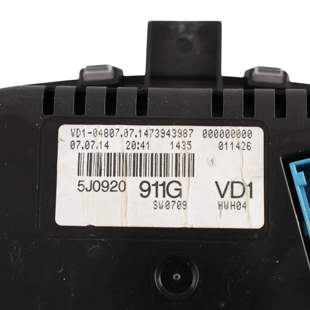 Skoda Fabia 5J Speedometer Instrument Cluster 1.2 Petrol Manual - SKU RHD-5J0920911G - Part number 5J0920911G