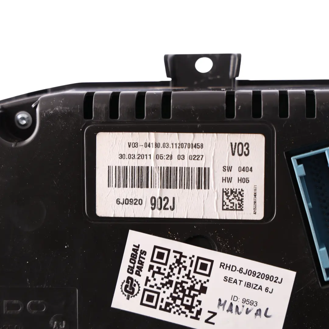 6J Instrument Cluster Speedometer Clocks Diesel Manual to Seat Ibiza with Part number 6J0920902J Seat Ibiza 6J Instrument Cluster Speedometer Clocks Diesel Manual - SKU RHD-6J0920902J - Part number 6J0920902J