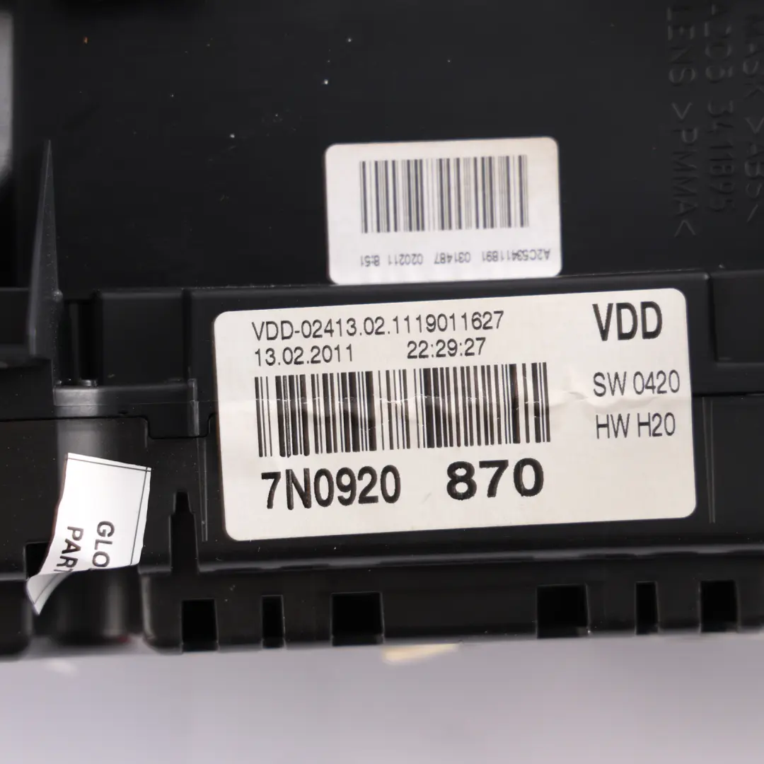 VW Sharan 7N Instrument Cluster Speedometer Clocks Petrol Automatic - SKU RHD-7N0920870 - Part number 7N0920870