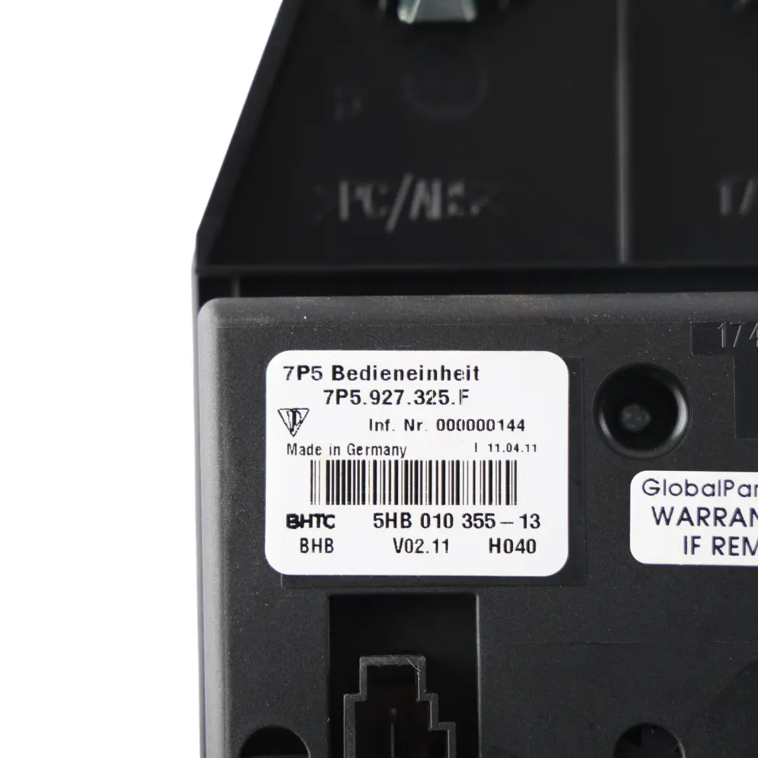 Porsche Cayenne 92A Heated Seat Switch Centre Console Button Panel - SKU RHD-7P5927325F - Part number 7P5927325F