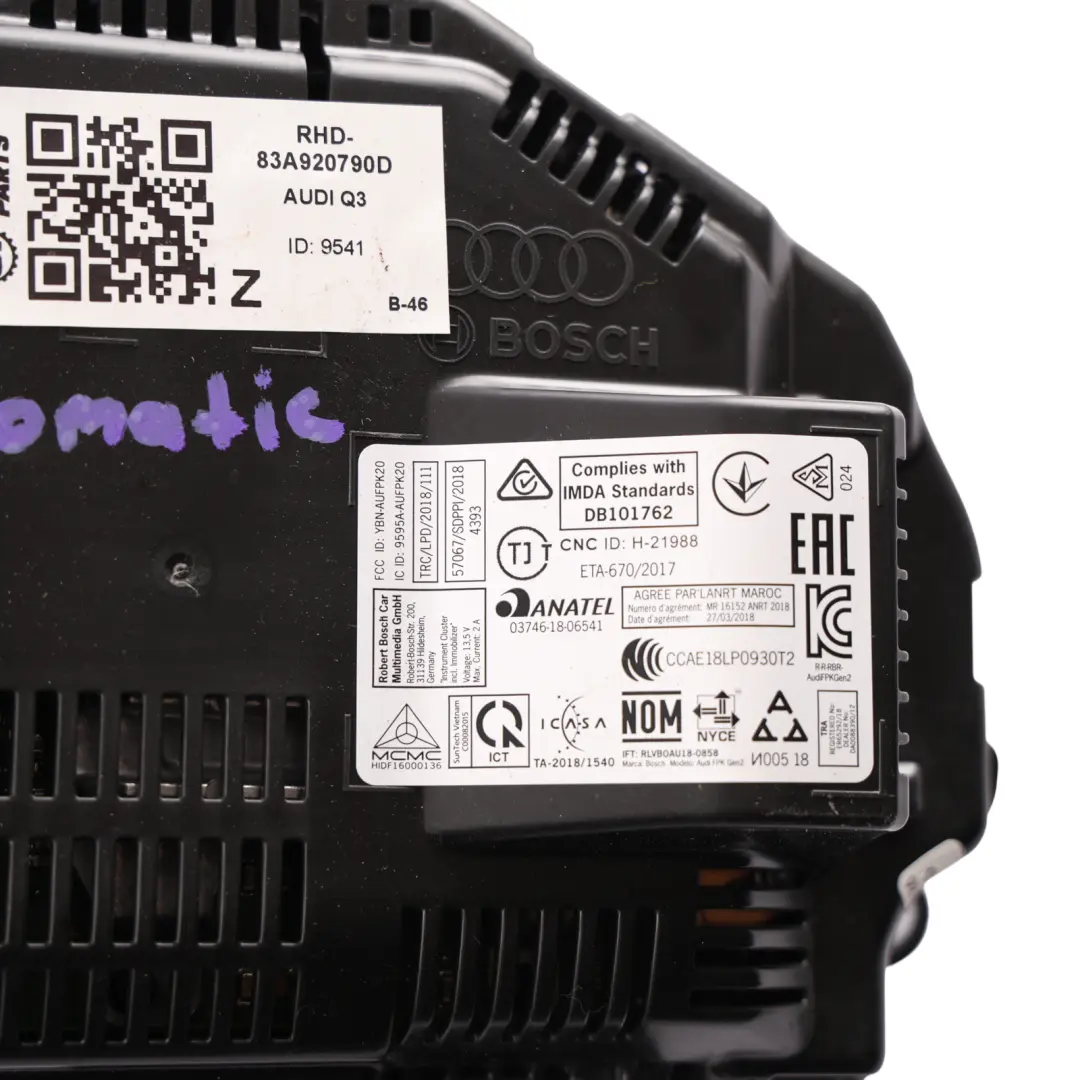 Audi Q3 F3 Virtual Digital Cockpit Instrument Cluster Speedometer - SKU 83A920790D - Part number 83A920790D