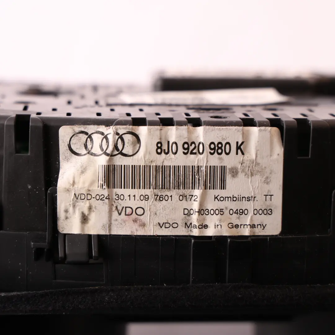 Audi TT 8J Instrument Cluster Speedometer Clocks Manual Diesel - SKU RHD-8J0920980K - Part number 8J0920980K