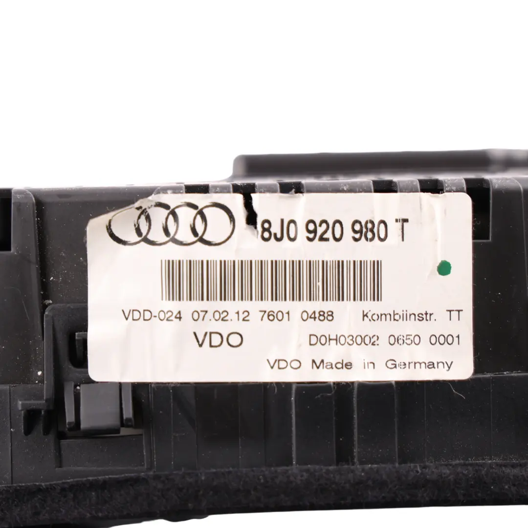 Audi TT 8J Instrument Cluster Speedo Meter Clocks Manual Petrol - SKU RHD-8J0920980T-1 - Part number 8J0920980T