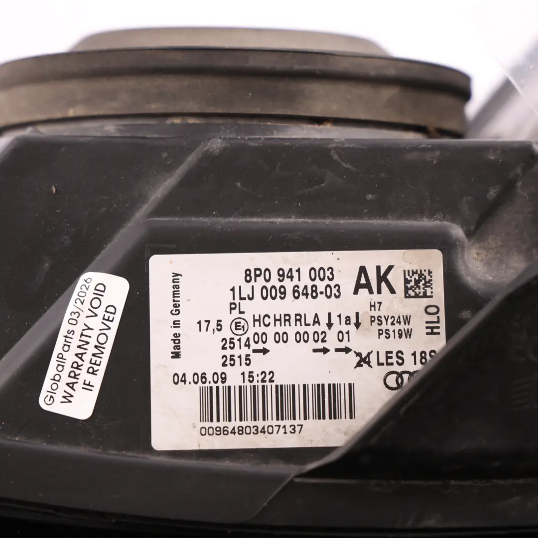 Audi A3 8P Headlight Headlamp Assembly Halogen Left N/S - SKU RHD-8P0941003AK-1 - Part number 8P0941003AK