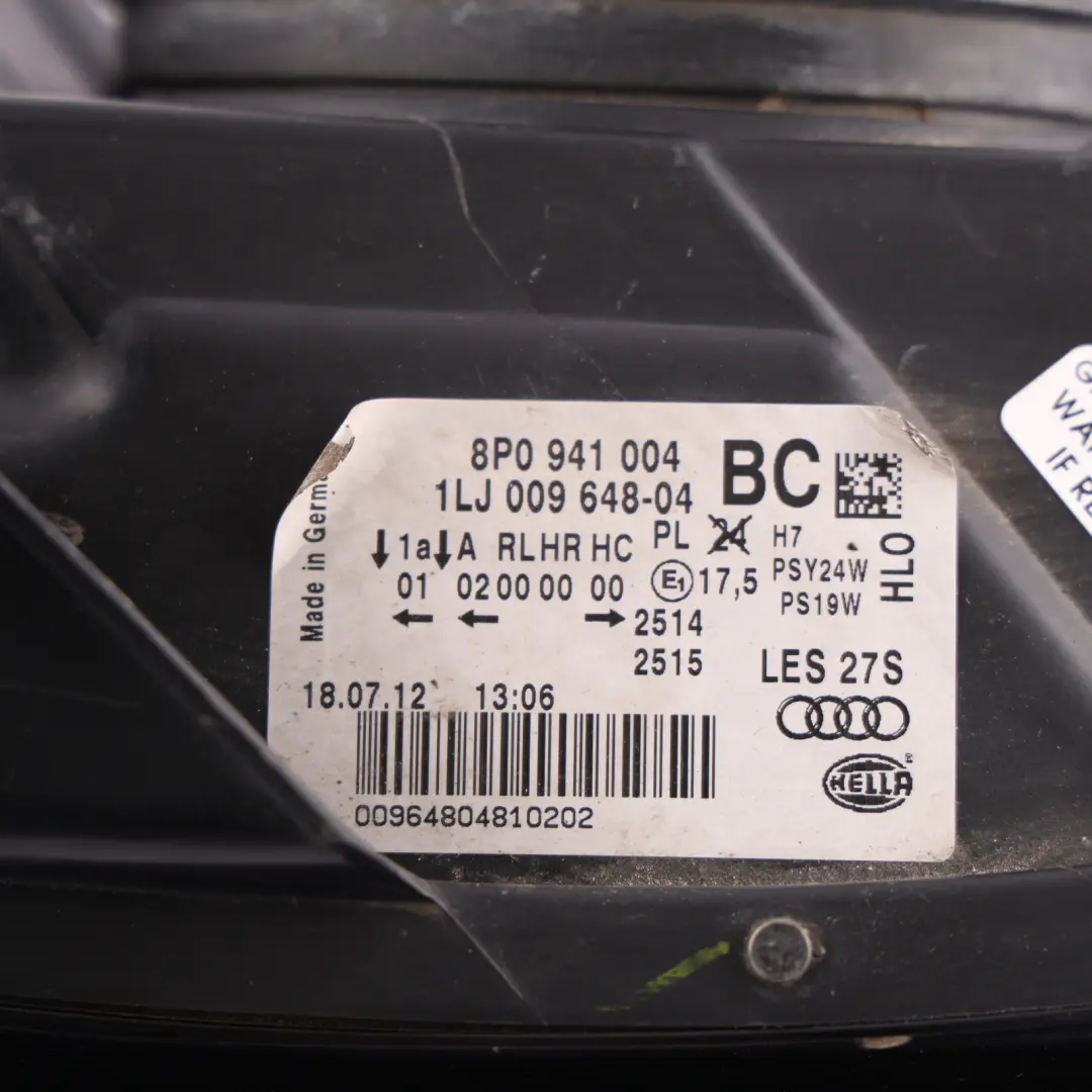 Audi A3 8P Front Lamp Light Headlight Halogen Right O/S - SKU RHD-8P0941004BC-2 - Part number 8P0941004BC