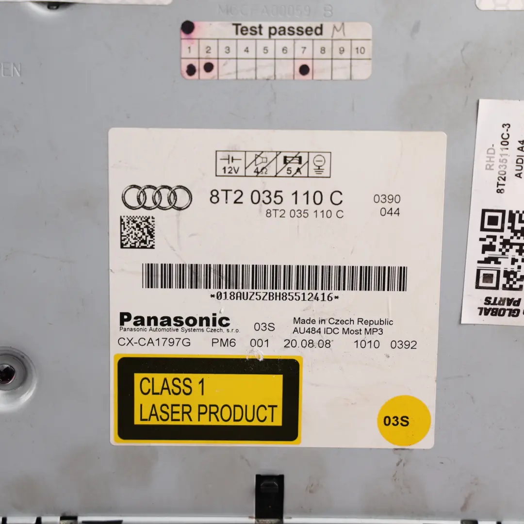 Audi A4 B8 CD Changer Player Reader System ESP PDC Switch - SKU RHD-8T2035110C-3 - Part number 8T2035110C