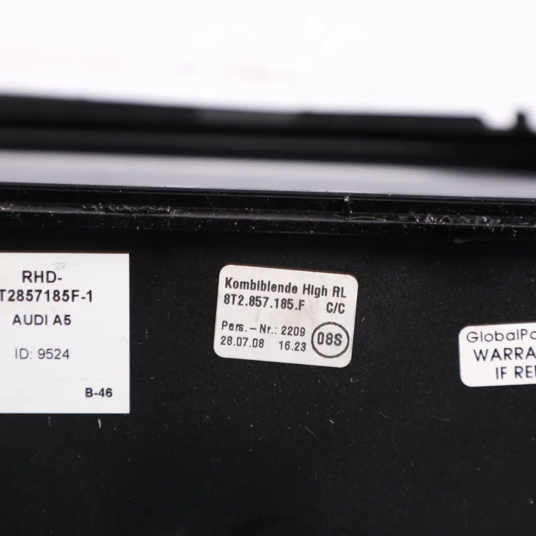 Audi A5 S5 8T Multimedia Display Screen Surround Trim Panel Black - SKU RHD-8T2857185F-1 - Part number 8T2857185F