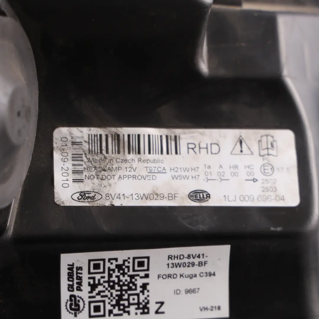 Mk1 Headlight Headlamp Right O/S Driver Side Halogen to Ford Kuga with Part number 8V41-13W029-BF Ford Kuga Mk1 Headlight Headlamp Right O/S Driver Side Halogen - SKU RHD-8V41-13W029-BF - Part number 8V41-13W029-BF