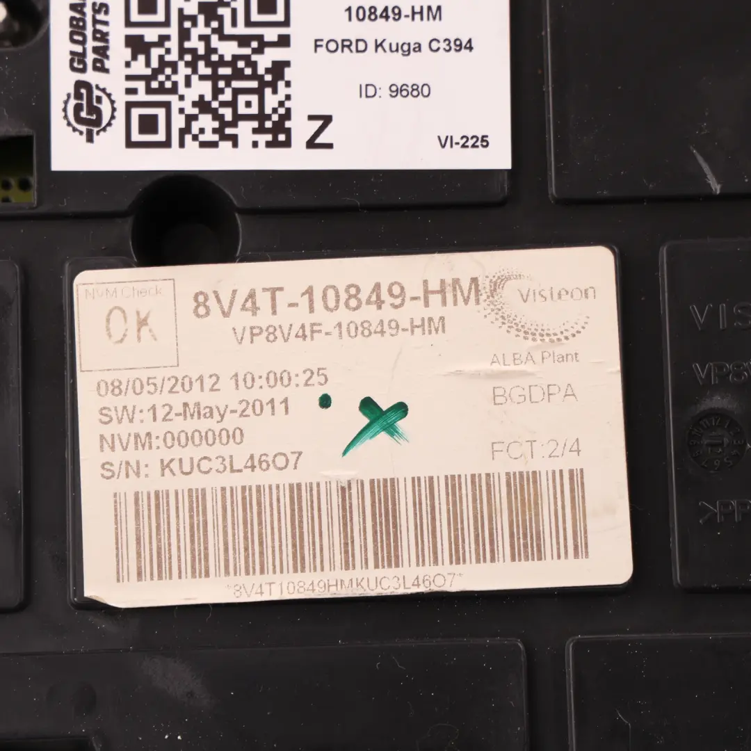 Ford Kuga Mk1 C394 Instrument Cluster Speedometer Diesel Manual - SKU RHD-8V4T-10849-HM - Part number 8V4T-10849-HM