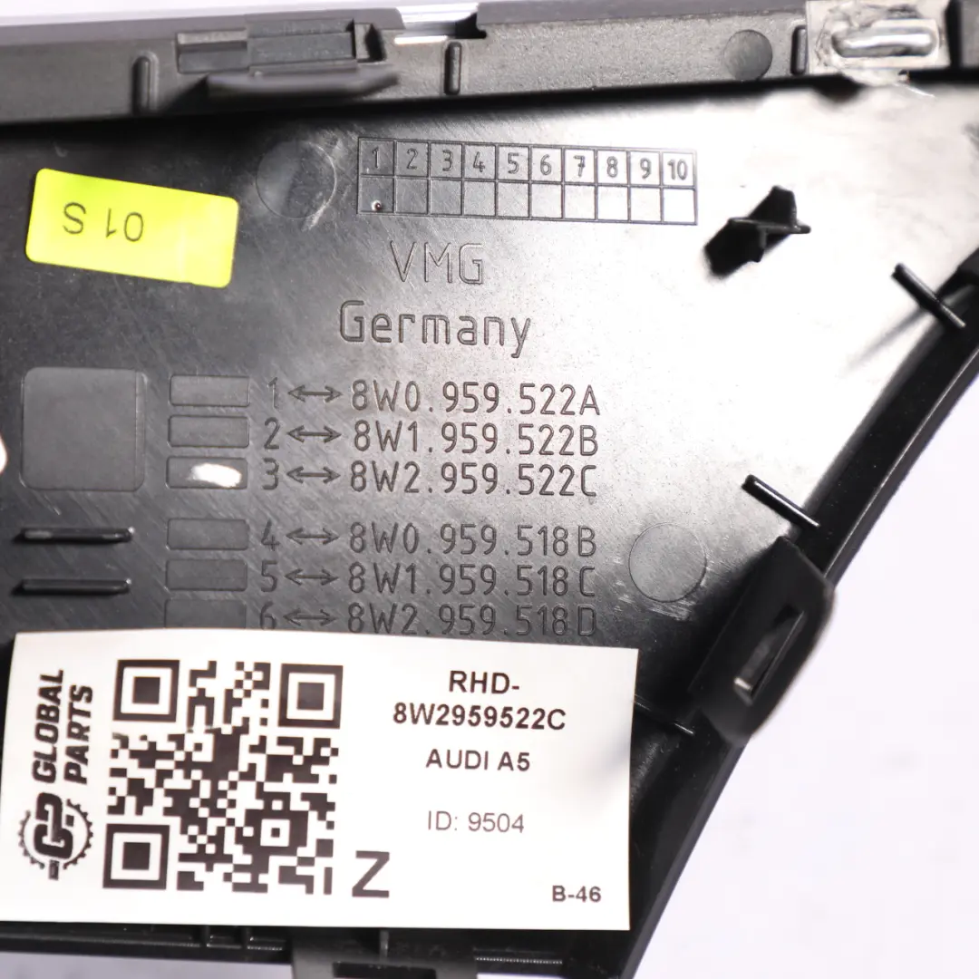Audi A5 F5 Front Door Handle Grab Trim Cover Right O/S - SKU RHD-8W2959522C - Part number 8W2959522C