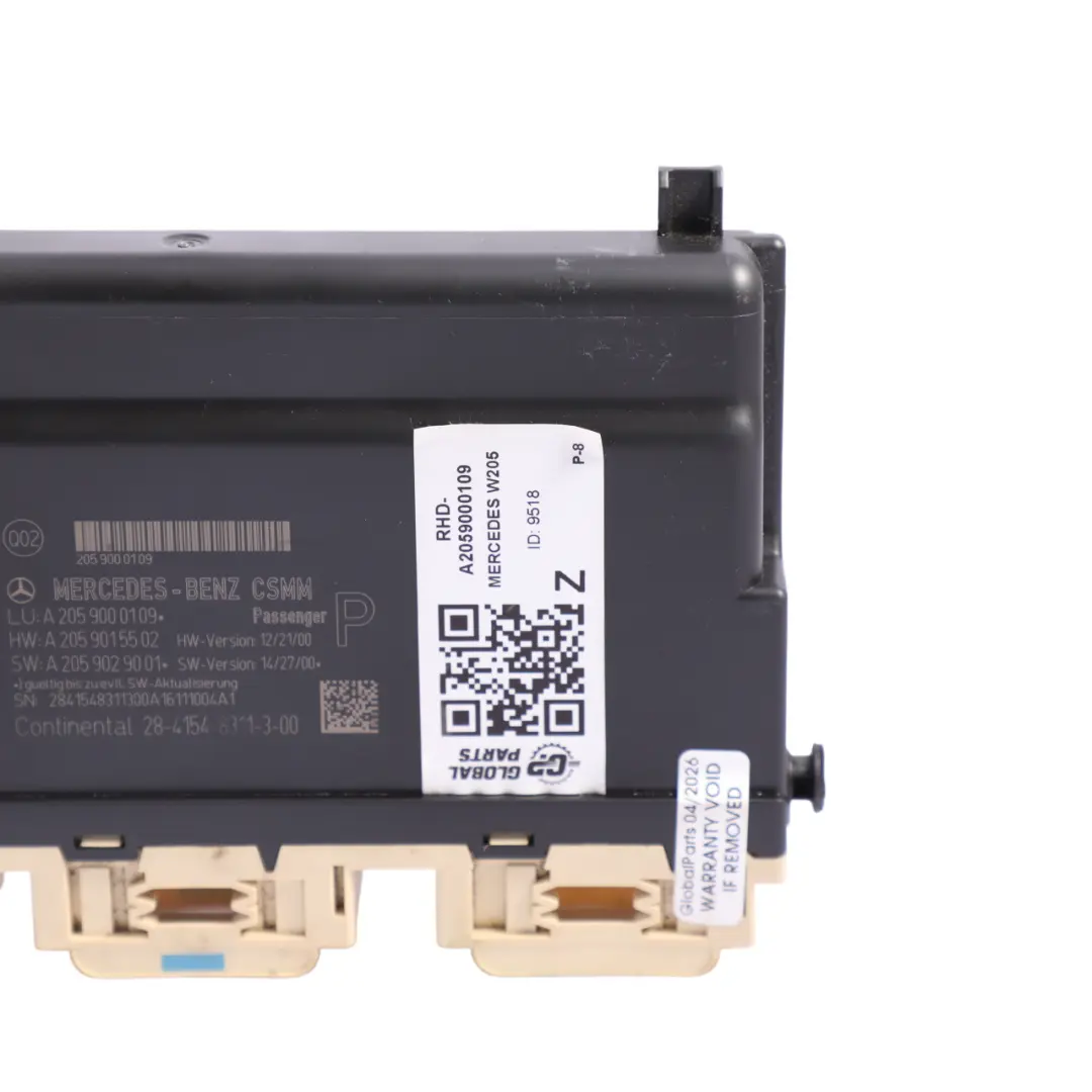 Control Module Adjuster Unit ECU Front Left N/S to Mercedes W205 Seat with Part number A2059000109 Mercedes W205 Seat Control Module Adjuster Unit ECU Front Left N/S - SKU RHD-A2059000109 - Part number A2059000109