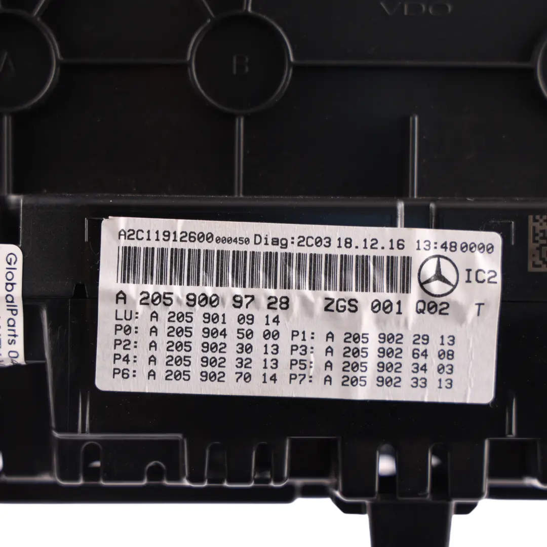 Instrument Cluster Speedometer Petrol Automatic to Mercedes W205 AMG with Part number A2059009728 Mercedes W205 AMG Instrument Cluster Speedometer Petrol Automatic - SKU RHD-A2059009728 - Part number A2059009728