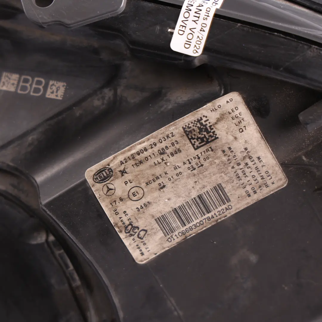 Mercedes W212 Headlight Headlamp Assembly LED Left N/S - SKU RHD-A2129062903 - Part number A2129062903