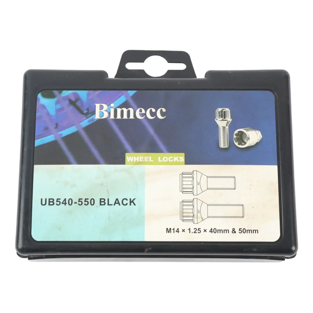  Set Dadi Bulloni Sicurezza Ruota Neri M14x1,25x40 50 - SKU UB540-550 - Numero di parte UB540-550