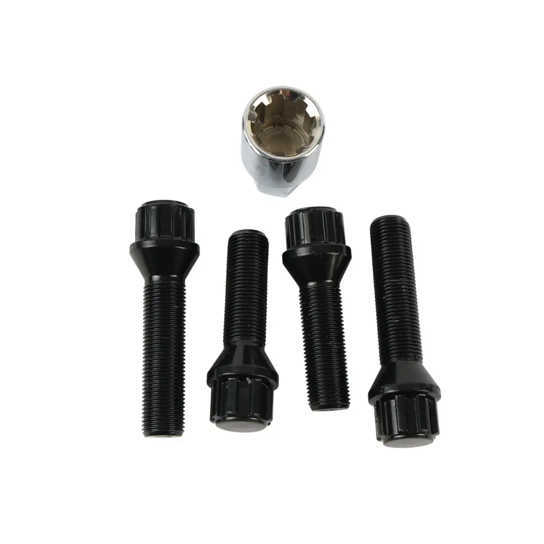 Security Wheel Locking Nuts Bolts Set Key M14x1,25x40 & 50 to BLACK with Part number UB540-550 BLACK Security Wheel Locking Nuts Bolts Set Key M14x1,25x40 & 50 - SKU UB540-550 - Part number UB540-550