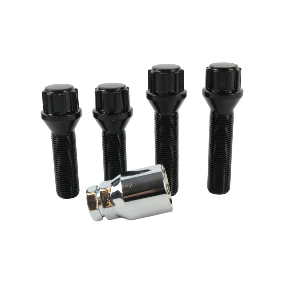 Security Wheel Locking Nuts Bolts Set Key M14x1,25x40 & 50 to BLACK with Part number UB540-550 BLACK Security Wheel Locking Nuts Bolts Set Key M14x1,25x40 & 50 - SKU UB540-550 - Part number UB540-550