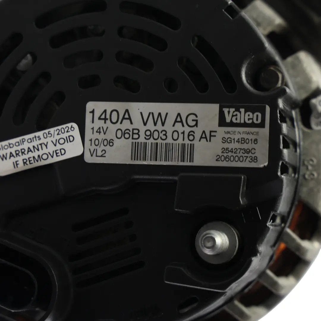 Audi A3 8P A4 B7 TT 8J Lichtmaschine 140A 14V FSI TFSI - SKU 06B903016AF - Teilenummer 06B903016AF