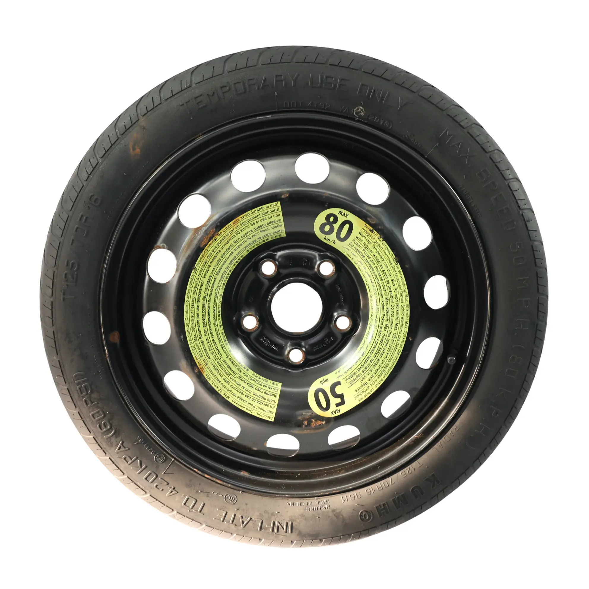 VW Golf Mk7 Spare Wheel Steel R16 Kumho Tyre 3.5J ET: 25.5 125/70 1K0601027AQ