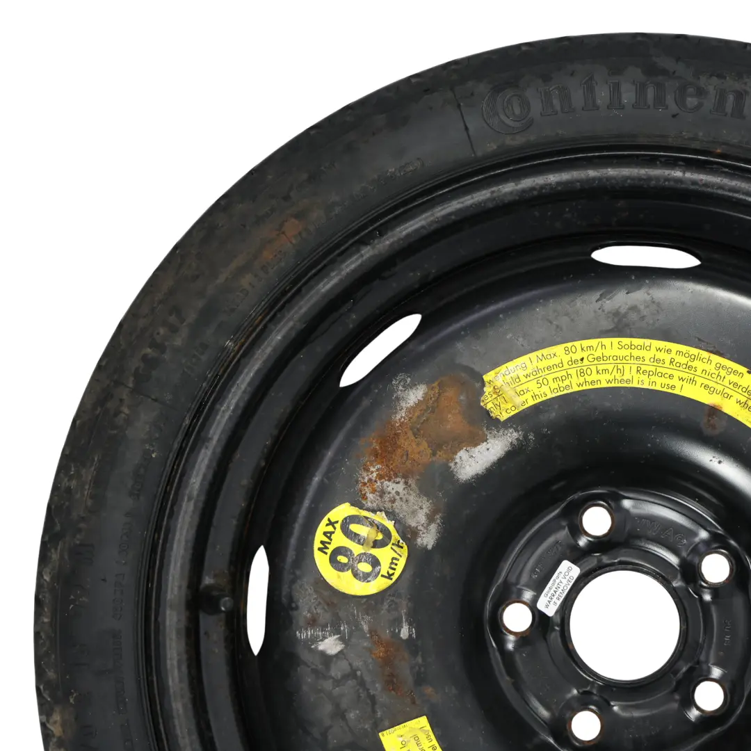 Audi A3 8P Roue Secours Acier Jante 18" 3,5J ET:25,5 Pneu R18 125/70 - SKU 1K0601027B-1 - Numéro de pièce 1K0601027B