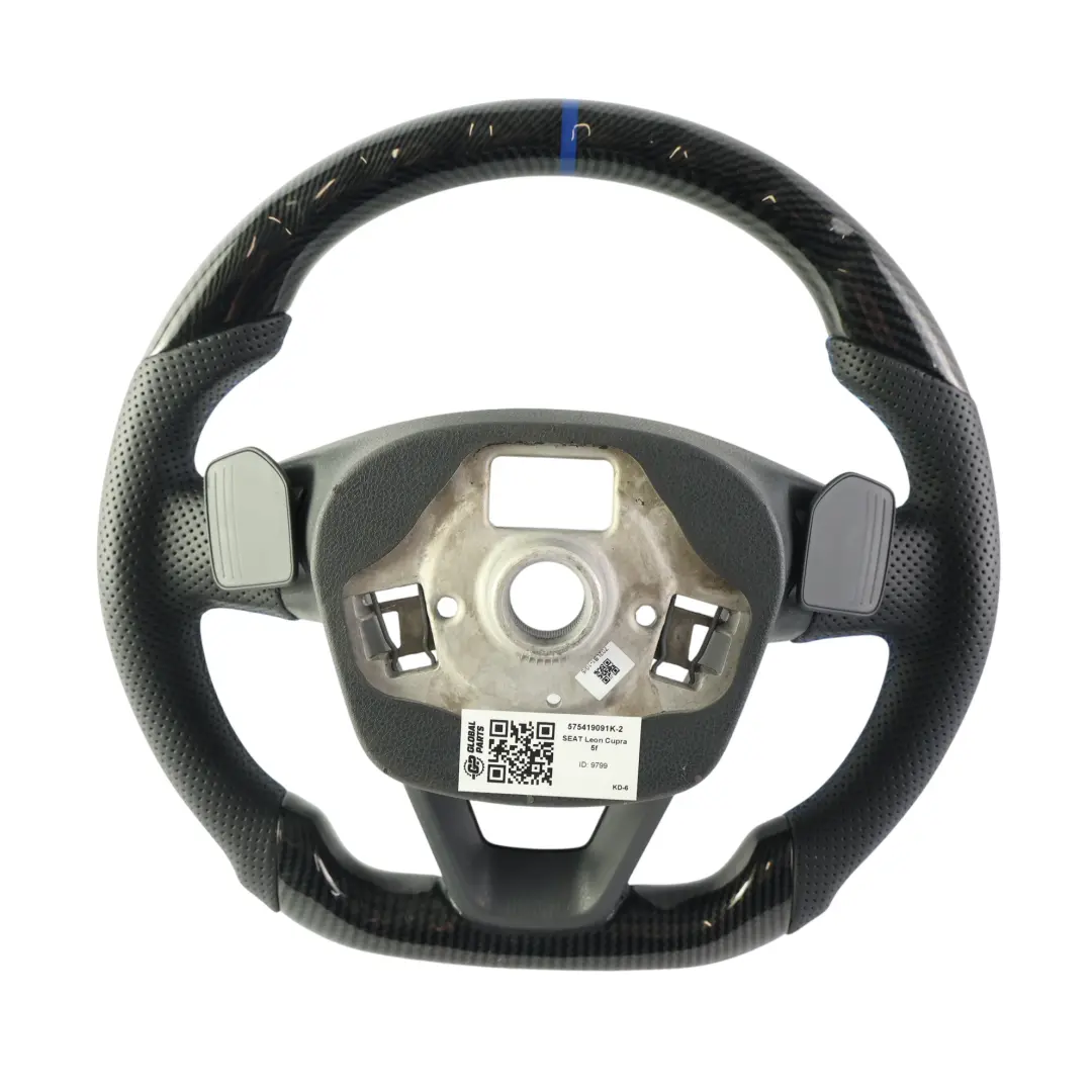 Seat Leon 5F Ateca Volante Negro Cuero Carbono Fondo Plano - SKU 575419091K-2 - Número de pieza 575419091K