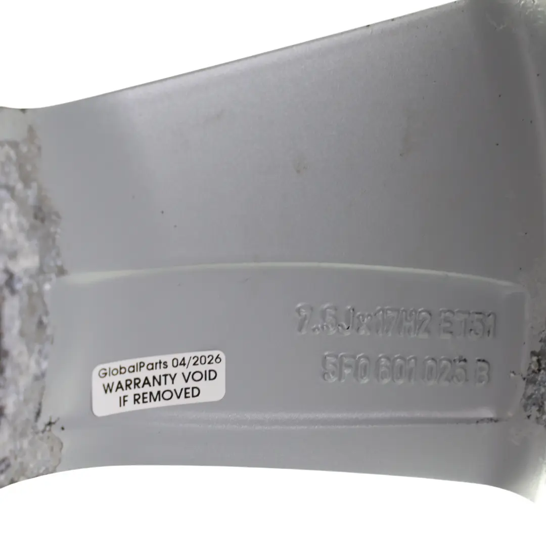 Seat Leon Mk3 5F Wheel Rim Alloy Silver 17" 7.5J ET:51 Star Spoke - SKU 5F0601025B-7 - Part number 5F0601025B