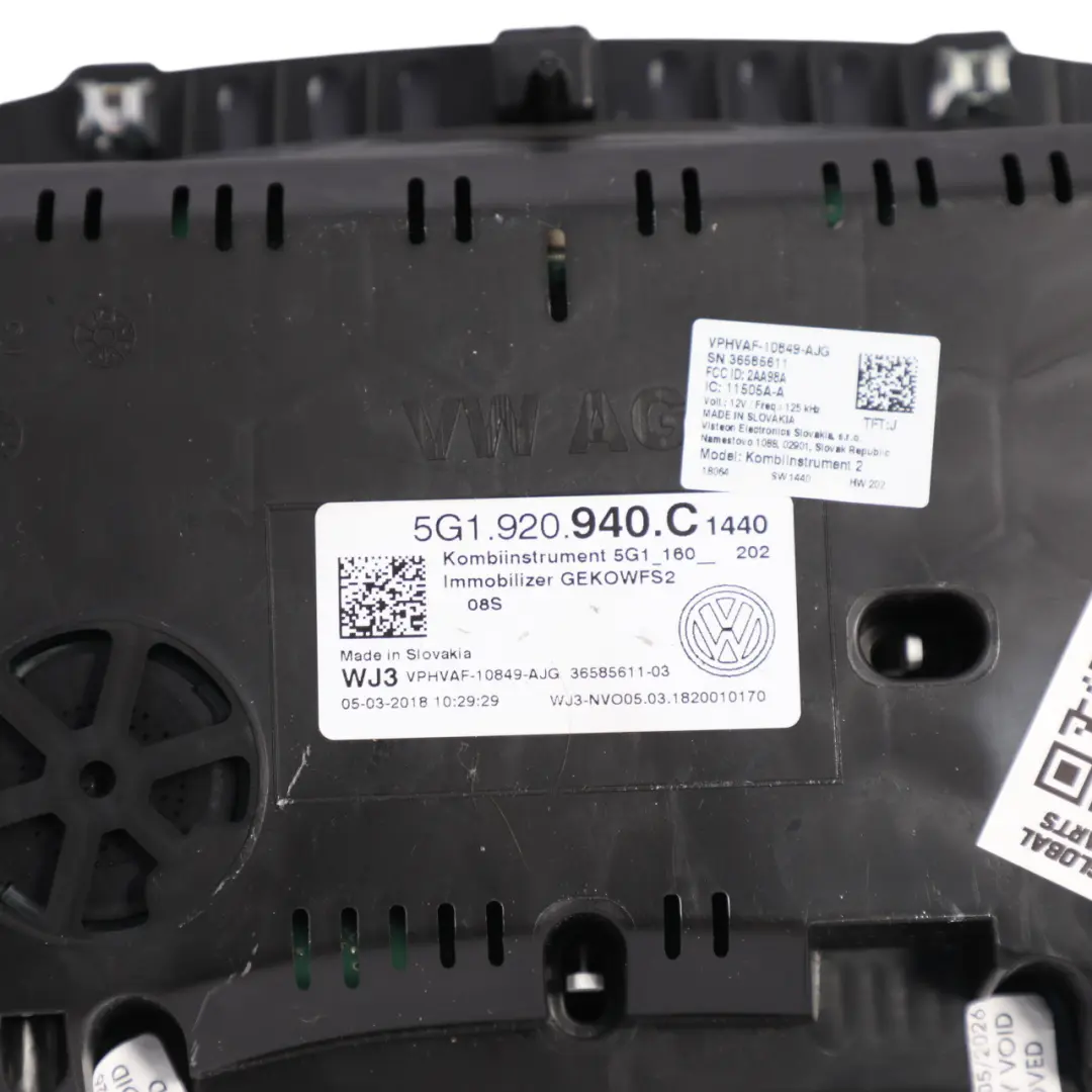 Volkswagen VW Golf Mk7 Speedometer Instrument Cluster Petrol Manual - SKU 5G1920940C - Part number 5G1920940C