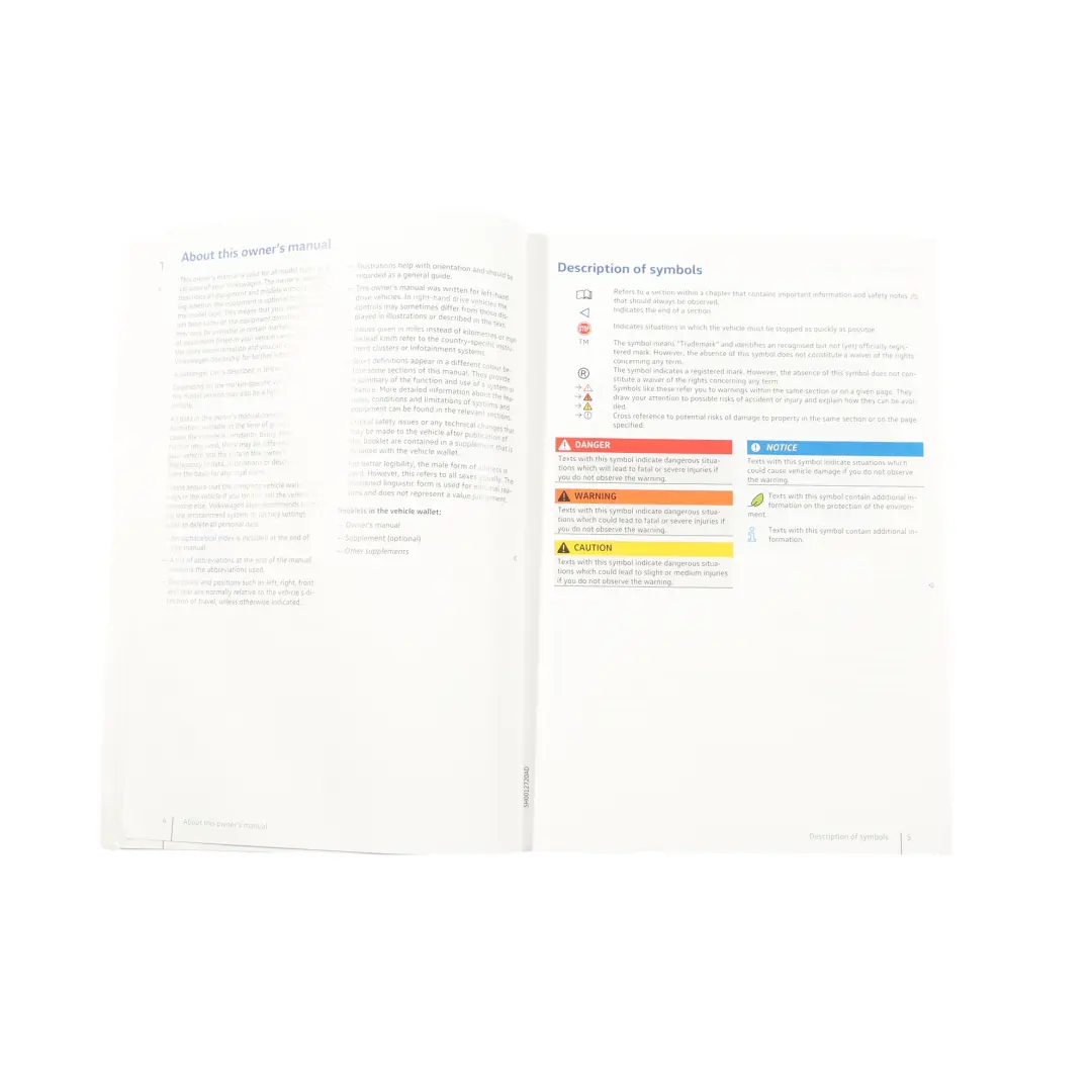 Volkswagen VW Golf Mk8 Owner's Handbook Manual Book Pouch Case Wallet Set - SKU 5H0012720AD - Part number 5H0012720AD