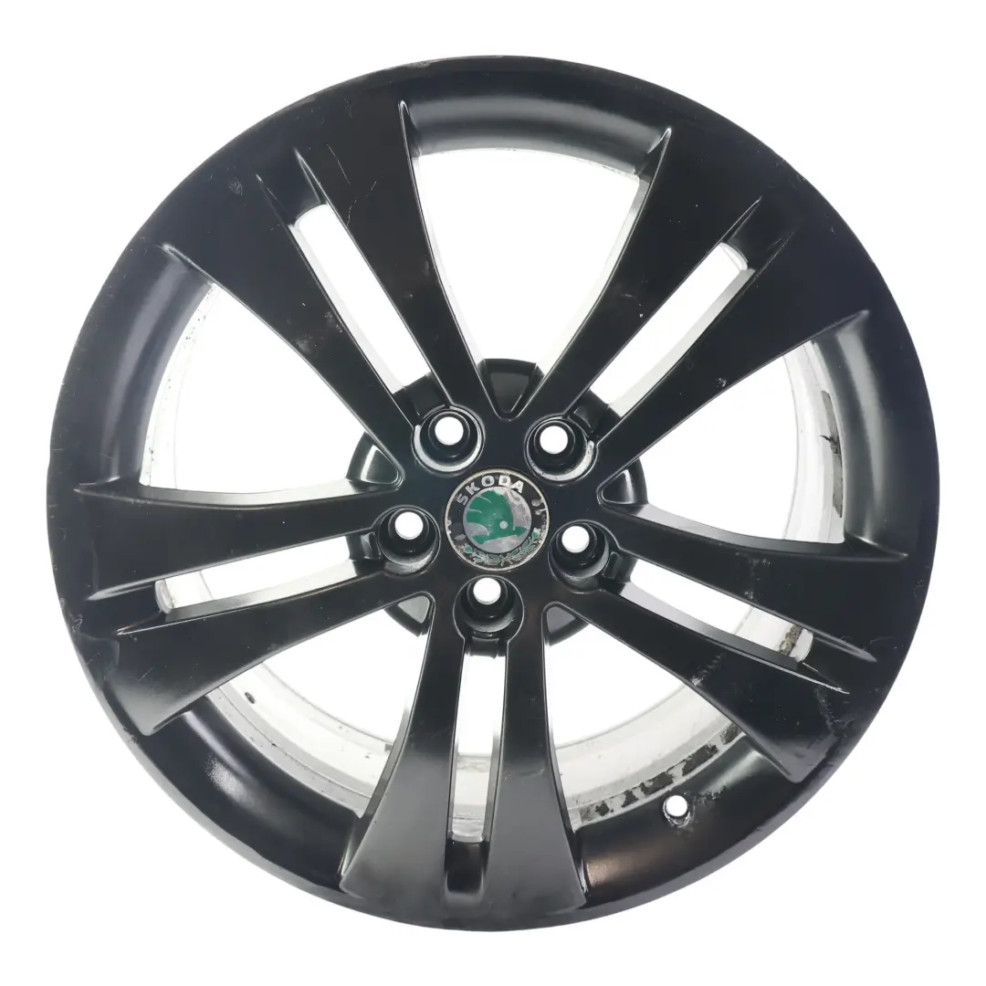 Mk2 Alloy Wheel Rim Black 17" 7J ET:41 5x100 Trinity to Skoda Fabia with Part number 5J0601025HA Skoda Fabia Mk2 Alloy Wheel Rim Black 17" 7J ET:41 5x100 Trinity - SKU 5J0601025HA-2 - Part number 5J0601025HA