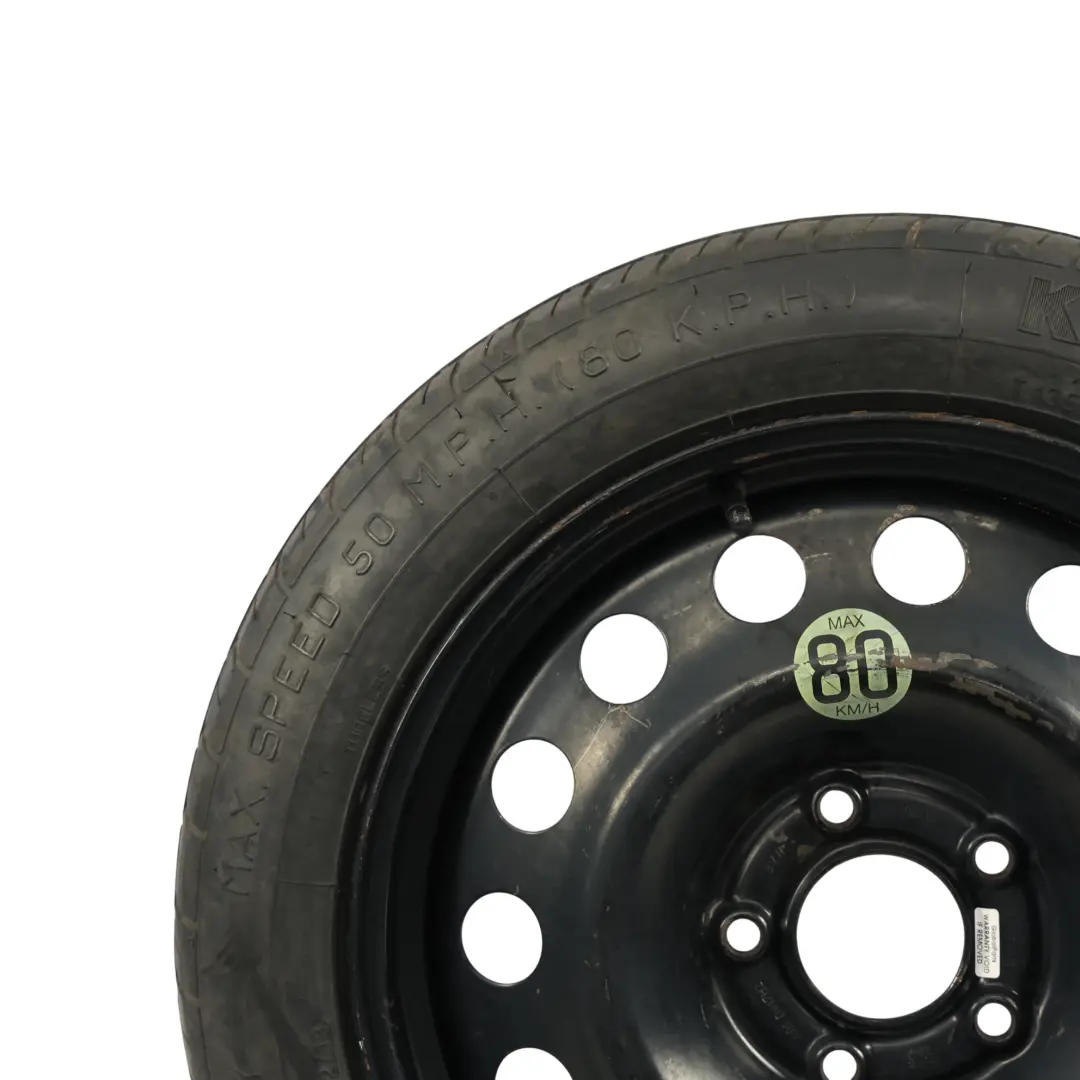 Spare Wheel Steel Black 17" 4B ET:18 Tire 135/80 Kumho 758778 to BMW E60 E61 X3 E83 with Part number 6758778 BMW E60 E61 X3 E83 Spare Wheel Steel Black 17" 4B ET:18 Tire 135/80 Kumho 758778 - SKU 6758778-6 - Part number 6758778
