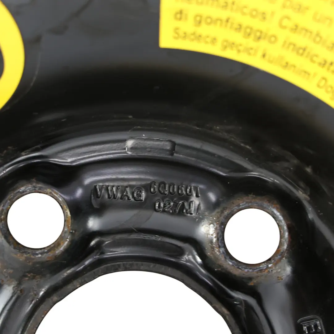 Skoda Fabia Mk1 Spare Wheel Rim R15 6J ET:43 Tyre 195/55 Continental - SKU 6Q0601027M-4 - Part number 6Q0601027M