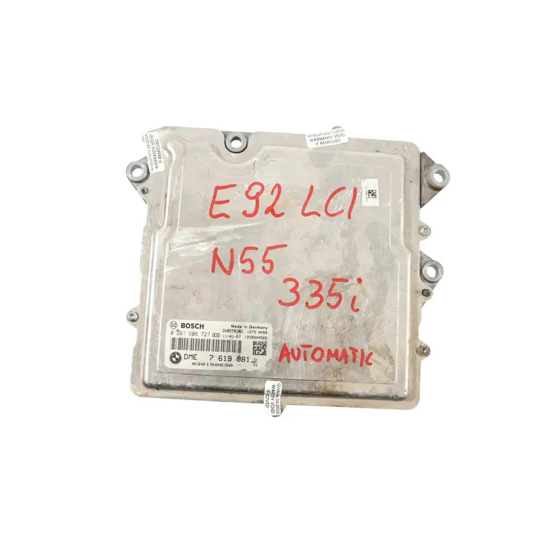 N55 306HP Módulo Control Motor ECU DME 7629130 Automático para BMW E90 E91 E92 LCI con número de pieza 7619981 BMW E90 E91 E92 LCI N55 306HP Módulo Control Motor ECU DME 7629130 Automático - SKU 7619981 - Número de pieza 7619981
