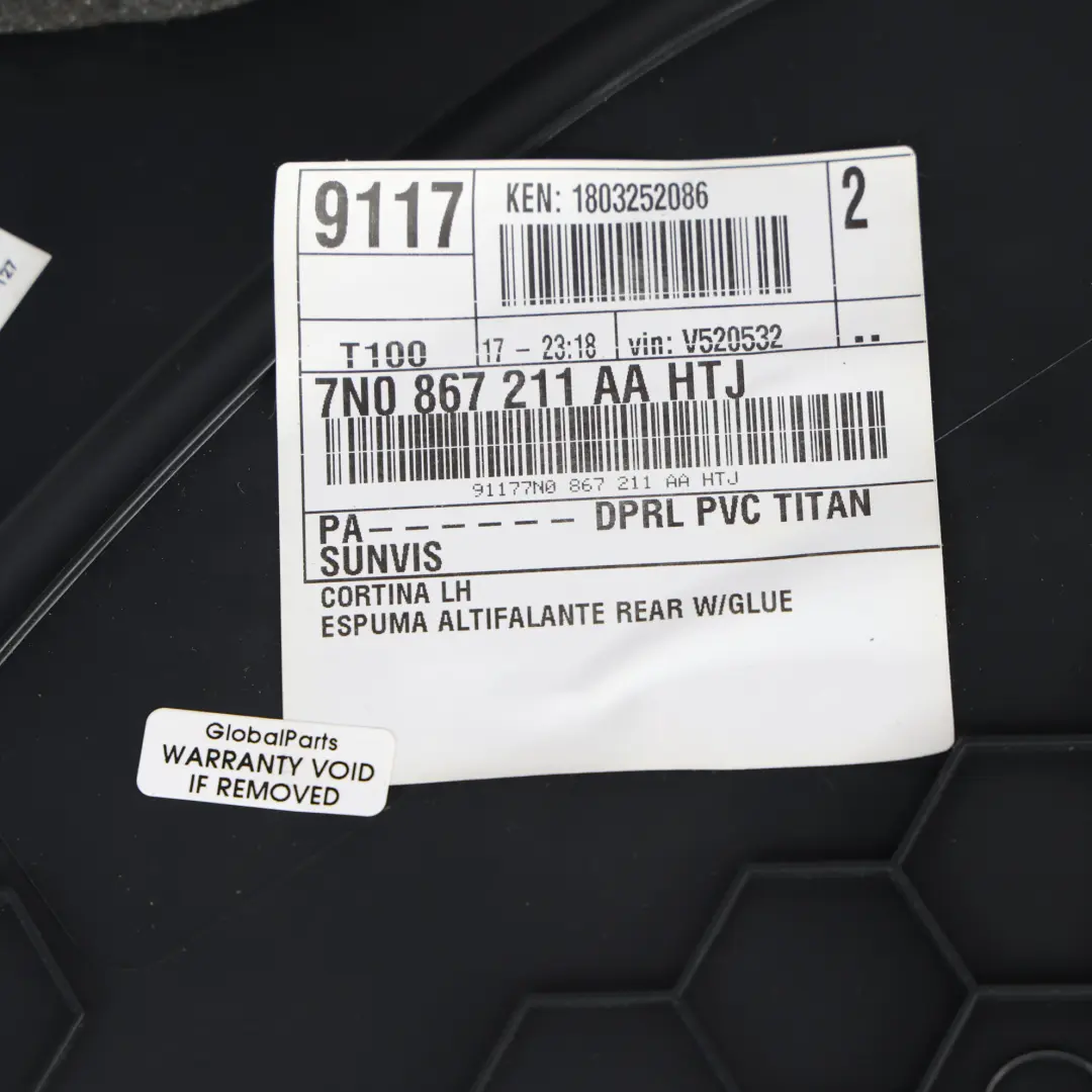Seat Alhambra 7N Door Card Front Left N/S Trim Panel Black Roller - SKU 7N0867211AA - Part number 7N0867211AA