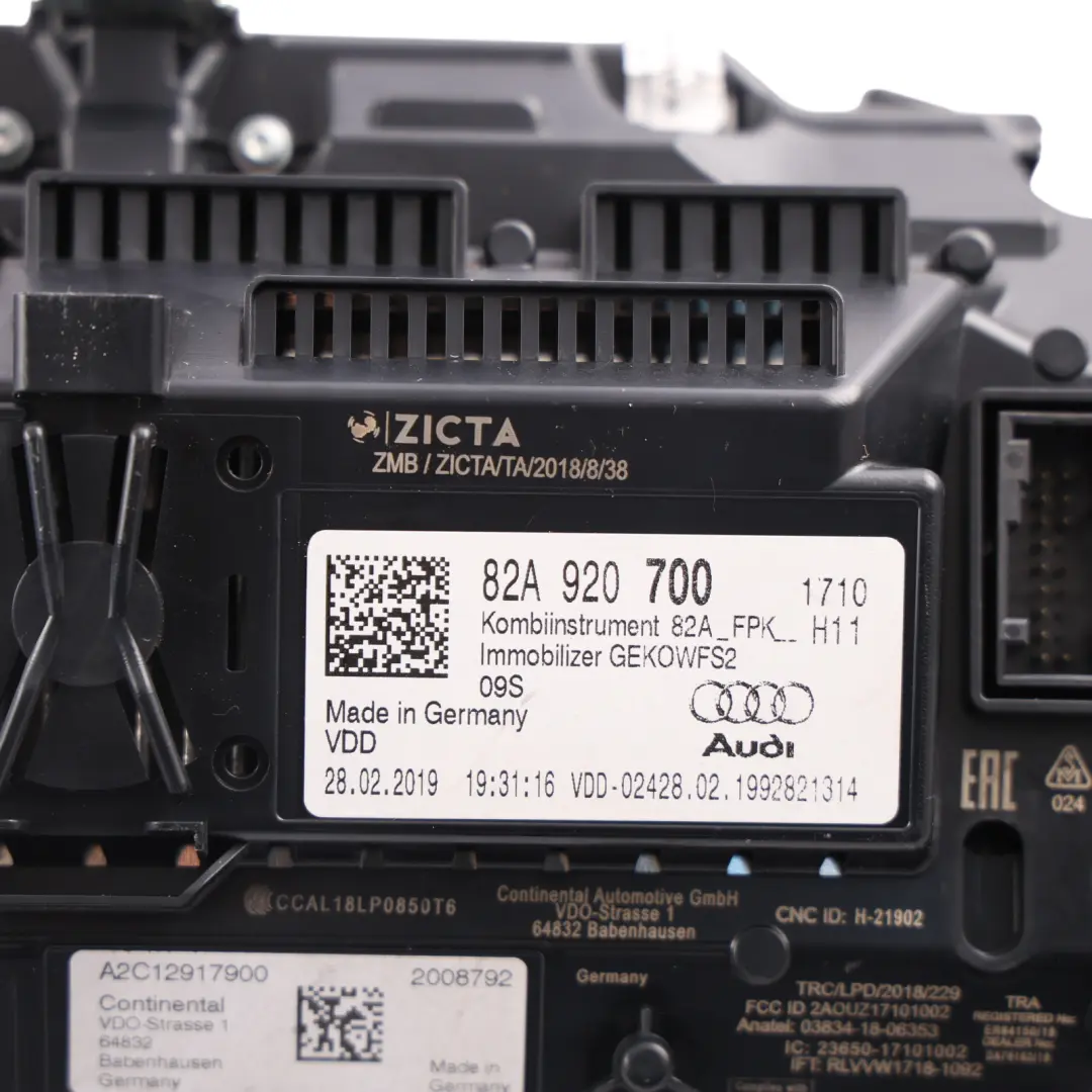 Audi A1 GB Digital Virtual Speedometer Instrument Cluster - SKU 82A920700 - Part number 82A920700