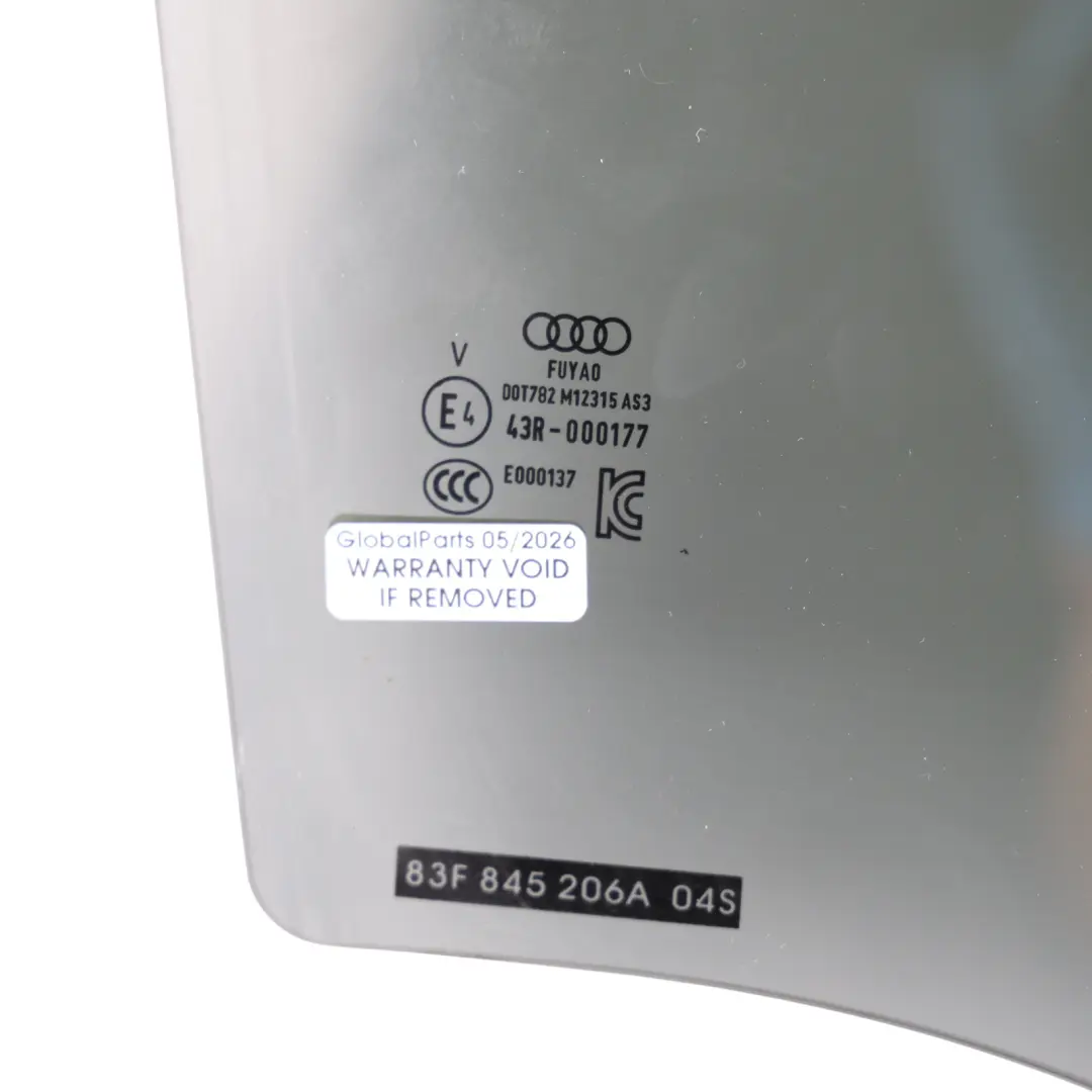 Audi Q3 F3 Rear Door Window Glass Glazing Right O/S AS3 Tinted - SKU 83F845206A - Part number 83F845206A