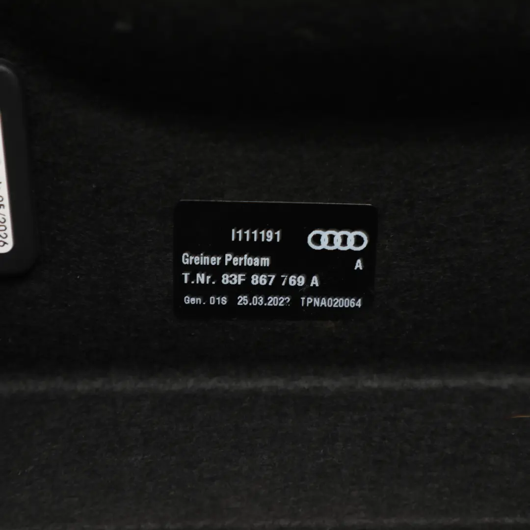 Parcel Shelf Boot Trunk Luggage Compartment Panel to Audi Q3 F3 Rear with Part number 83F867769A Audi Q3 F3 Rear Parcel Shelf Boot Trunk Luggage Compartment Panel - SKU 83F867769A - Part number 83F867769A