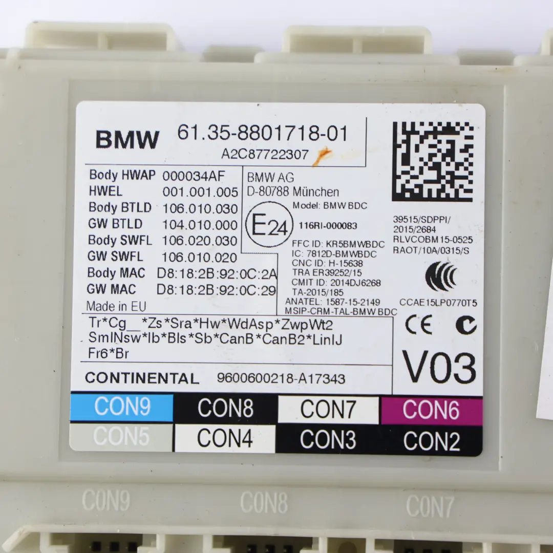 BMW G31 Touring Module Boîtier Fusibles Relais Unité Contrôle - SKU 8801718 - Numéro de pièce 8801718