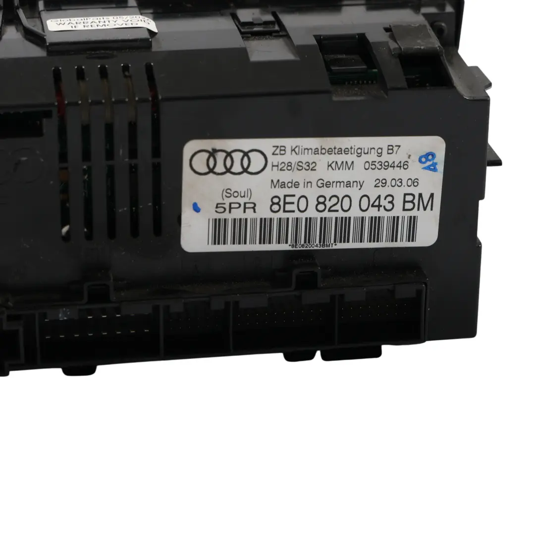 Pannello Controllo Climatizzatore Automatico per Audi A4 B7 con numero di parte 8E0820043BM Audi A4 B7 Pannello Controllo Climatizzatore Automatico - SKU 8E0820043BM-1 - Numero di parte 8E0820043BM
