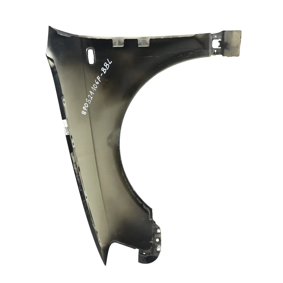 Panel Delantero Derecho Guardabarros Negro Brillante Metalizado Y9B para Audi A3 8P con número de pieza 8P0821106F Audi A3 8P Panel Delantero Derecho Guardabarros Negro Brillante Metalizado Y9B - SKU 8P0821106F-BBL - Número de pieza 8P0821106F