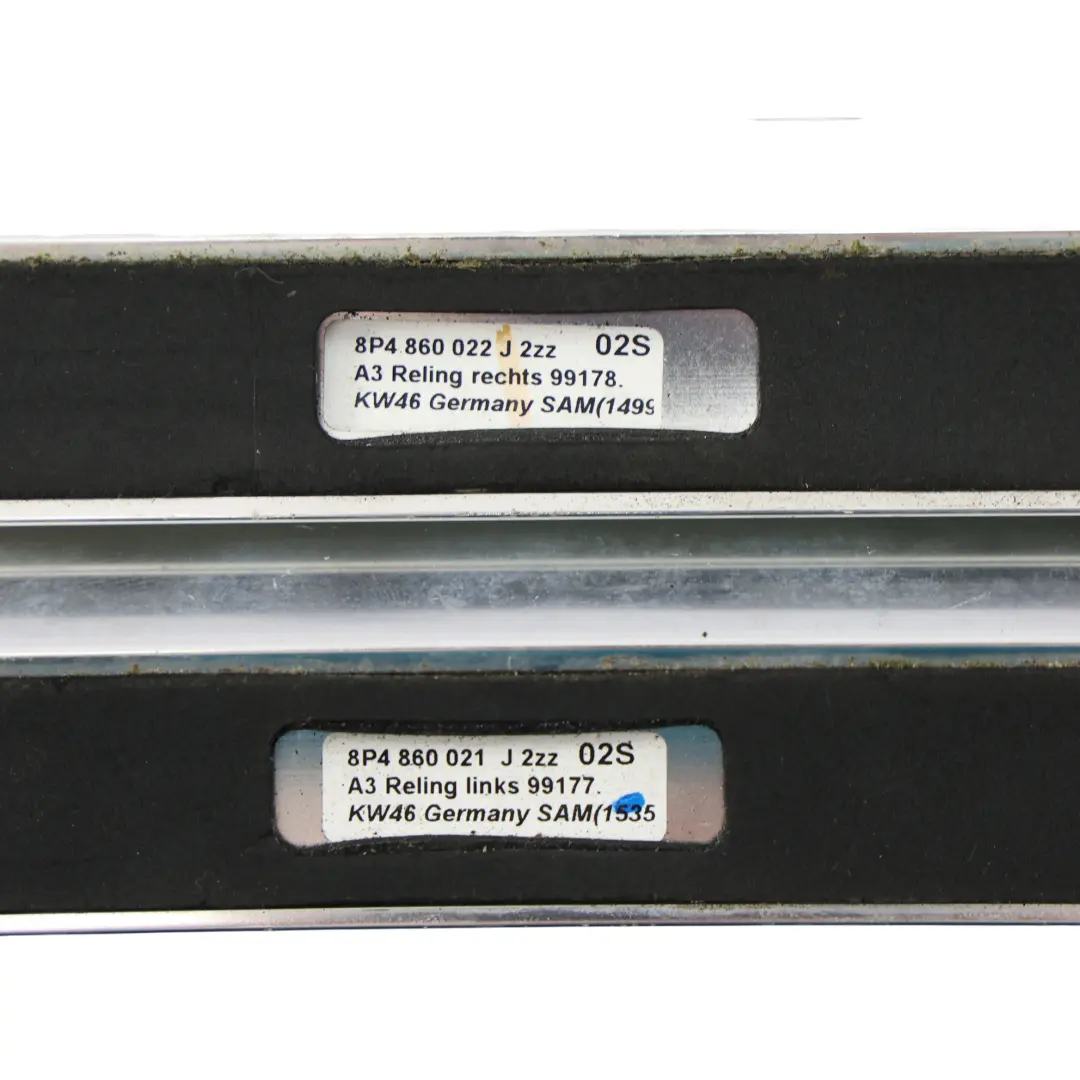 Barre Portapacchi Tetto Alluminio Sinistra Destra Set per Audi A3 8P con numero di parte 8P4860021J Audi A3 8P Barre Portapacchi Tetto Alluminio Sinistra Destra Set - SKU 8P4860021J-SET - Numero di parte 8P4860021J