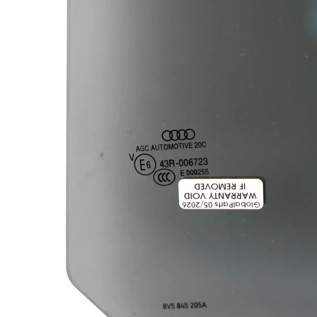 Audi A3 8V Sedan Rear Door Window Glass Glazing Tinted AS3 Left N/S - SKU 8V5845205A - Part number 8V5845205A