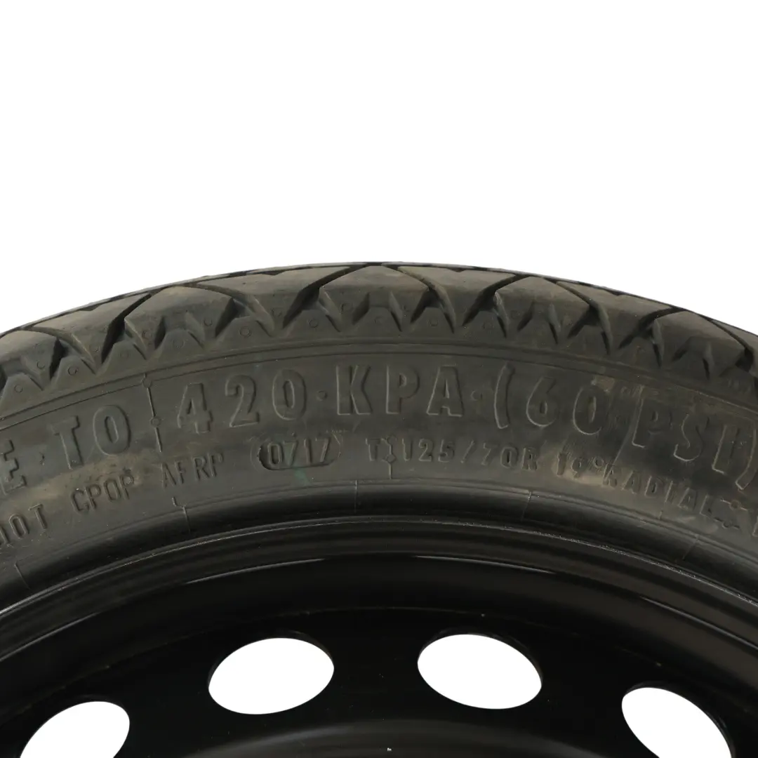 Roue de Secours Galette R19 4J ET22 125/70 pour Audi A4 B9 à propos du numéro de pièce 8W0601027 Audi A4 B9 Roue de Secours Galette R19 4J ET22 125/70 - SKU 8W0601027-1 - Numéro de pièce 8W0601027