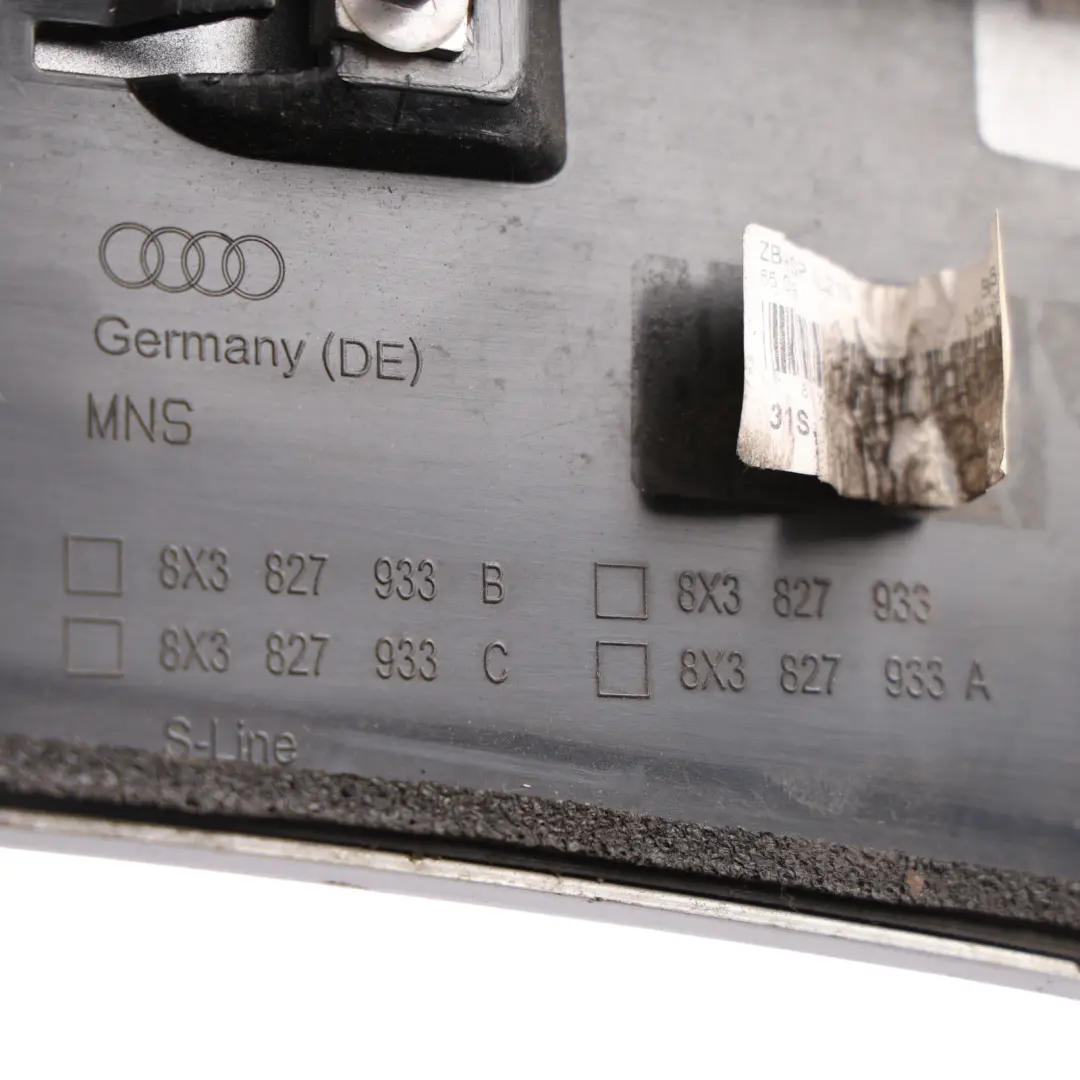 Audi A1 8X Rear Trunk Boot Tailgate Spoiler Trim Ice Silver Metallic - X7W - SKU 8X3827933E-ICS - Part number 8X3827933E