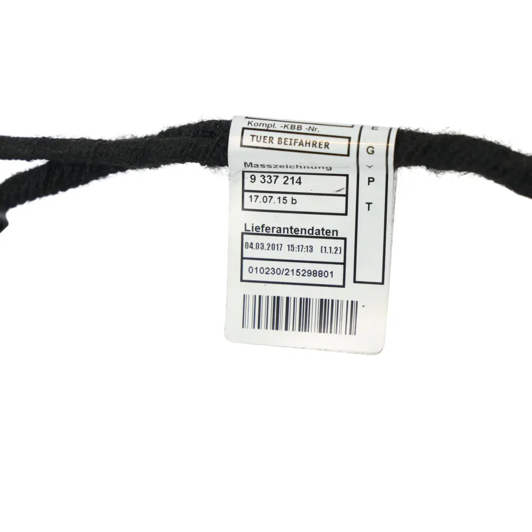 BMW F32 F33 F82 F83 Door Wiring Loom Harness Passenger's Side - SKU 9337231 - Part number 9337231